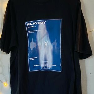 Playboy Black T-Shirt with Blue Graphic